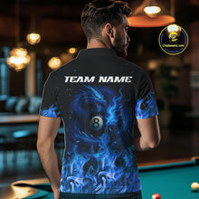 Load image into Gallery viewer, Personalized Blue Flaming Dragon Billiard Shirt For Men, 8 Ball Pool Billiard League Team Jerseys TDM4244