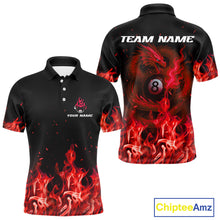 Load image into Gallery viewer, Personalized Red Flaming Dragon Billiard Shirt For Men, 8 Ball Pool Billiard League Team Jerseys TDM4245