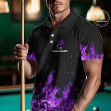 Load image into Gallery viewer, Personalized Purple Flaming Dragon Billiard Shirt For Men, 8 Ball Pool Billiard League Team Jersey TDM4246