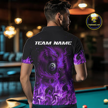 Load image into Gallery viewer, Personalized Purple Flaming Dragon Billiard Shirt For Men, 8 Ball Pool Billiard League Team Jersey TDM4246