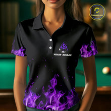 Load image into Gallery viewer, Personalized Purple Flaming Dragon Billiard Shirt For Women, 8 Ball Pool Billiard League Team Jersey TDM4246