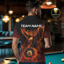 Load image into Gallery viewer, Customized Orange 8 Ball Fire Flame Eagle Billiard Shirt For Men, Pool Team Jersey Polo &amp; 1/4 Zip TDM4427