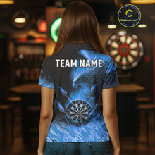 Load image into Gallery viewer, Blue Flaming Phoenix Darts Jerseys Custom Darts Shirt For Women, Darts Team Polo &amp; Quarter Zip TDM4663