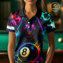 Load image into Gallery viewer, Colorful Neon Grim Reaper 8 Ball Pool Billiard Shirt For Women Custom Billiard Team Jersey TDM4668