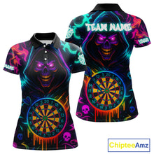 Load image into Gallery viewer, Colorful Neon Dartboard Grim Reaper Darts Shirt For Women Custom Darts Jerseys Team Polo &amp; 1/4 Zip TDM4669