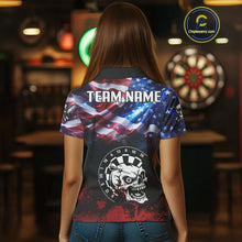 Load image into Gallery viewer, Personalized American Flag Funny Skull Darts Shirt For Women Custom Patriotic Darts Team Jerseys TDM4262