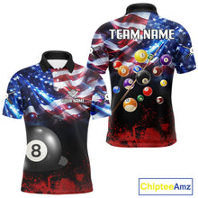 Load image into Gallery viewer, American Flag Patriotic Billiard Shirt For Men Custom 3D Billiard Balls 8 Ball Pool Team Jerseys TDM4263