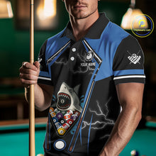 Load image into Gallery viewer, Black Blue Funny Pool And Shark Billiard Shirts For Men Custom 8 Ball Billiard Team Jerseys TDM4081