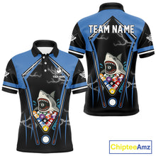 Load image into Gallery viewer, Black Blue Funny Pool And Shark Billiard Shirts For Men Custom 8 Ball Billiard Team Jerseys TDM4081