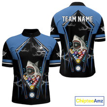 Load image into Gallery viewer, Black Blue Funny Pool And Shark Billiard Shirts For Men Custom 8 Ball Billiard Team Jerseys TDM4081