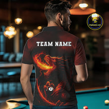 Load image into Gallery viewer, Personalized Flame Dragon 8 Ball Billiard Shirt For Men Custom Red Pool Team Jersey Polo, 1/4 Zip TDM4445