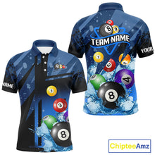 Load image into Gallery viewer, Blue Billiard Jerseys For Men Custom 3D Pool Balls Billiard Shirts Team Polo &amp; Quarter Zip TDM4087