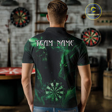 Load image into Gallery viewer, Black Green Custom Dragon Darts Shirt For Men, Darts Jersey Pocket Option TDM4448