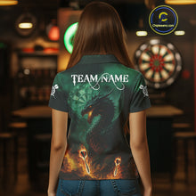 Load image into Gallery viewer, Personalized Fiery Arrow Dragon Green Darts Shirt For Women Custom Darts Jersey Team Polo &amp; 1/4 Zip TDM4450