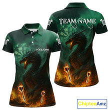 Load image into Gallery viewer, Personalized Fiery Arrow Dragon Green Darts Shirt For Women Custom Darts Jersey Team Polo &amp; 1/4 Zip TDM4450