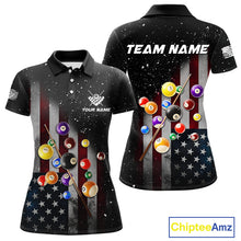 Load image into Gallery viewer, Personalized Patriotic Billiard Jerseys For Women Custom American Flag Grunge Billiard Team Shirt  TDM4454