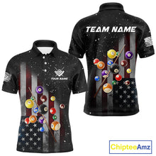 Load image into Gallery viewer, Personalized Patriotic Billiard Jerseys For Men Custom American Flag Grunge Billiard Team Shirt  TDM4454