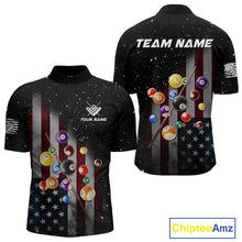 Load image into Gallery viewer, Personalized Patriotic Billiard Jerseys For Men Custom American Flag Grunge Billiard Team Shirt  TDM4454