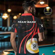 Load image into Gallery viewer, Personalized Billiard 8 Ball &amp; 9 Ball Pool Shirt For Men, Billiard Jersey Team Polo &amp; 1/4 Zip|Red TDM4457