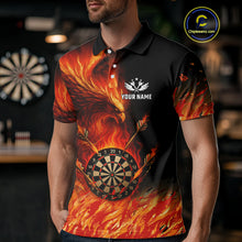 Load image into Gallery viewer, Orange Flaming Phoenix Darts Jerseys Custom Darts Shirt For Men, Darts Team Polo &amp; Quarter Zip TDM4290