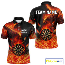 Load image into Gallery viewer, Orange Flaming Phoenix Darts Jerseys Custom Darts Shirt For Men, Darts Team Polo &amp; Quarter Zip TDM4290