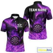 Load image into Gallery viewer, Purple Flaming Phoenix Darts Jerseys Custom Darts Shirt For Men, Darts Team Polo &amp; Quarter Zip TDM4291