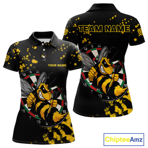 Personalized Yellow Black Funny Bee Darts Shirt For Women Custom Darts Jerseys, Best Darts Gifts TDM4294