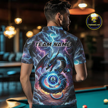 Load image into Gallery viewer, Personalized Blue Purple Thunder Lightning Dragon Billiard Shirt For Men, 8 Ball Pool Team Jersey TDM4483