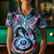 Load image into Gallery viewer, Personalized Blue Purple Thunder Lightning Dragon Billiard Shirt For Women, 8 Ball Pool Team Jersey TDM4483