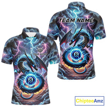 Load image into Gallery viewer, Personalized Blue Purple Thunder Lightning Dragon Billiard Shirt For Men, 8 Ball Pool Team Jersey TDM4483