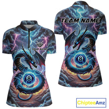 Load image into Gallery viewer, Personalized Blue Purple Thunder Lightning Dragon Billiard Shirt For Women, 8 Ball Pool Team Jersey TDM4483