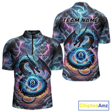 Load image into Gallery viewer, Personalized Blue Purple Thunder Lightning Dragon Billiard Shirt For Men, 8 Ball Pool Team Jersey TDM4483