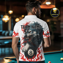 Load image into Gallery viewer, Personalized Wolf Flaming 8 Ball Billiard Shirts For Men Custom Billiard Pool Team Jersey |Red TDM4111