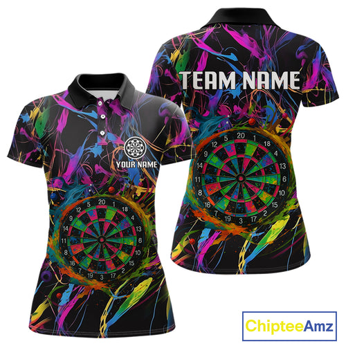 Funny Colorful Dartboard Graffiti Style Dart Shirts For Women Custom Darts Team Jerseys, Darts Gifts TDM4113