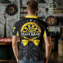 Load image into Gallery viewer, Black And Yellow Darts Jersey For Men Custom Team Polo &amp; Quarter Zip Darts Shirt Uniform TDM4487
