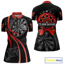 Load image into Gallery viewer, Black And Red Darts Jersey For Women Custom Team Polo &amp; Quarter Zip Darts Shirt Uniform TDM4488