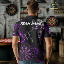 Load image into Gallery viewer, Personalized Skull Darts Polo &amp; Quarter Zip For Men Custom Fire Darts League Team Jersey |Purple TDM4720