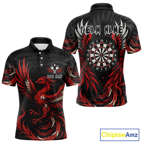 Personalized Phoenix Dartboard Wings Men's Dart Shirts Custom Red And Black Darts Team Jerseys TDM4118