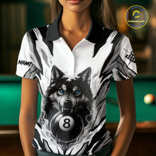 Load image into Gallery viewer, White Black 8 Ball Pool Wolf Billiard Shirts For Women Custom Billiard Jerseys Team Polo &amp; 1/4 Zip TDM4122