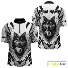 Load image into Gallery viewer, White Black 8 Ball Pool Wolf Billiard Shirts For Men Custom Billiard Jerseys Team Polo &amp; 1/4 Zip TDM4122