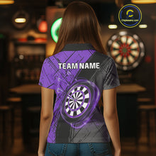 Load image into Gallery viewer, Grunge Purple Black Dartboard Light Women Dart Polo &amp; 1/4 Zip Custom Dart Shirt For Team Dart Jersey TDM4126