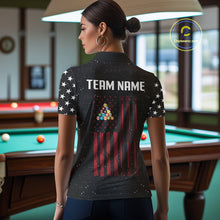 Load image into Gallery viewer, Grunge USA Flag Billiard Jerseys For Women Custom Patriotic Billiard Polo &amp; Quarter Zip Team Shirt TDM4130