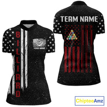 Load image into Gallery viewer, Grunge USA Flag Billiard Jerseys For Women Custom Patriotic Billiard Polo &amp; Quarter Zip Team Shirt TDM4130