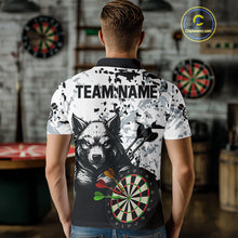 Load image into Gallery viewer, Personalized Grunge White Black Funny Wolf Darts Shirt For Men Custom Team Darts Jersey Outfit TDM4494