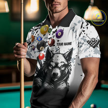Load image into Gallery viewer, Personalized Grunge White Black Funny Wolf Billiard Shirt For Men Custom Pool Balls Team Jersey TDM4495