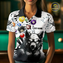 Load image into Gallery viewer, Personalized Grunge White Black Funny Wolf Billiard Shirt For Women Custom Pool Balls Team Jersey TDM4495