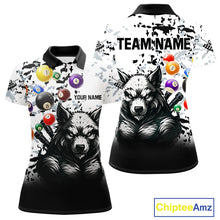 Load image into Gallery viewer, Personalized Grunge White Black Funny Wolf Billiard Shirt For Women Custom Pool Balls Team Jersey TDM4495
