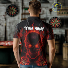 Load image into Gallery viewer, Flaming Skull Darts Shirt For Men Custom Red Darts Jerseys Team Polo &amp; Quarter Zip, Darts Gifts TDM4135