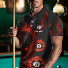 Load image into Gallery viewer, Red Flaming Skull 8 Ball Billiard Shirt For Men Custom Pool Jerseys Team Polo &amp; Quarter Zip TDM4136