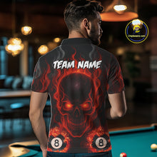 Load image into Gallery viewer, Red Flaming Skull 8 Ball Billiard Shirt For Men Custom Pool Jerseys Team Polo &amp; Quarter Zip TDM4136
